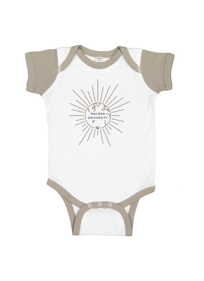 RABBIT SKINS INFANT BABY RIB BODYSUIT - GLOBE (NATURAL/WHITE)